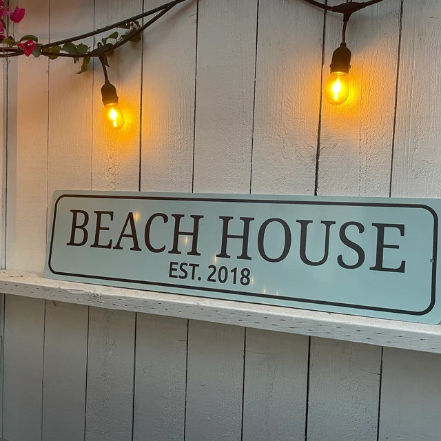 Beach House Established Date Sign