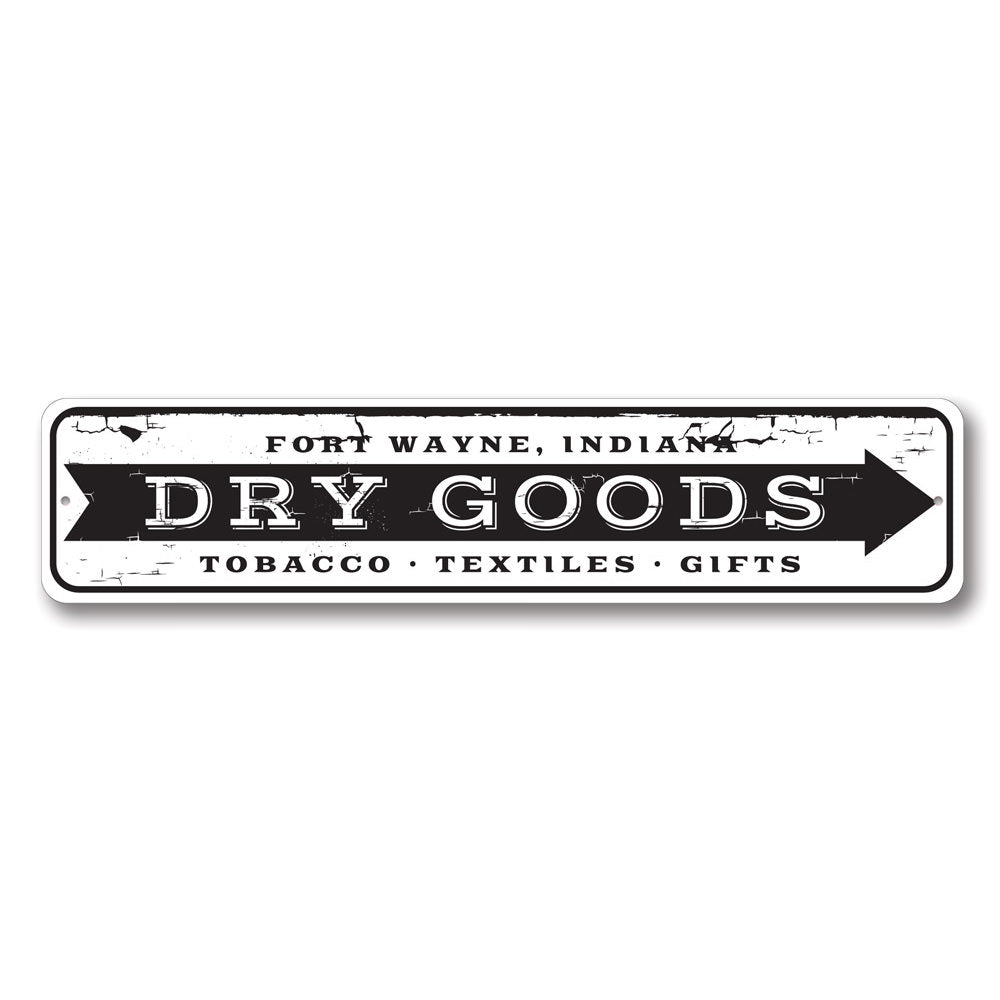 The Lizton Sign Shop Custom Dry Goods Arrow – Rustic Distressed Wood Store Locator Sign (Personalized)