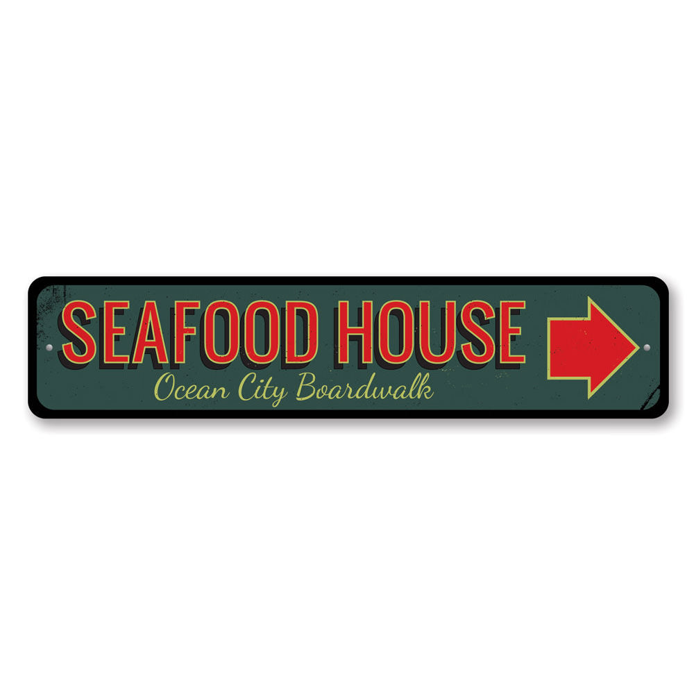 Seafood House Arrow Sign Aluminum Sign