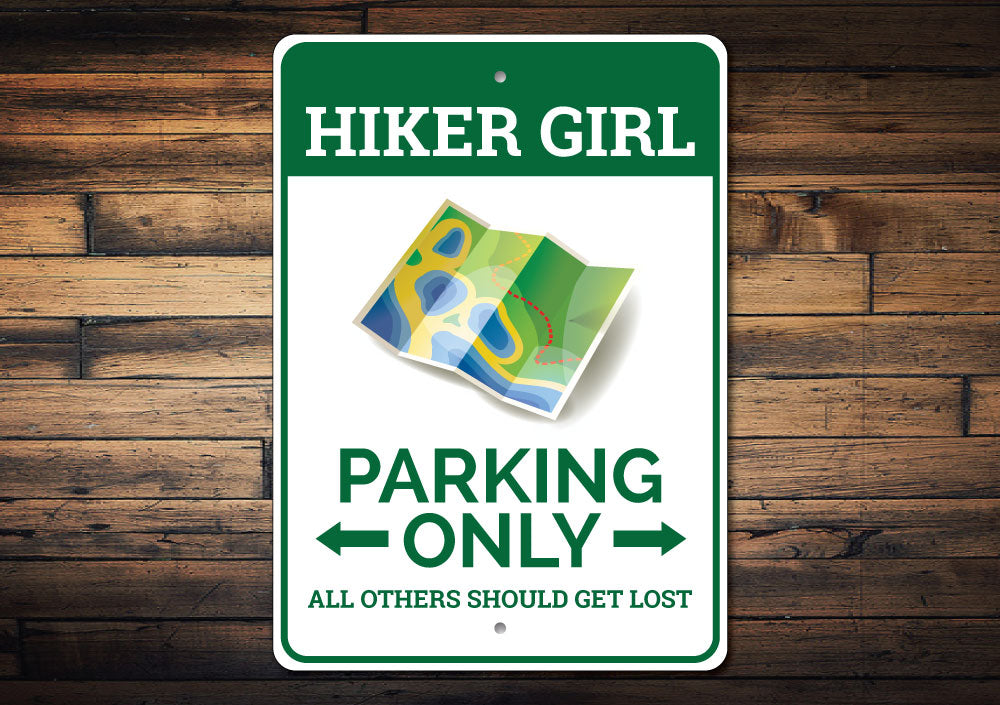 Hiker Girl Parking Sign
