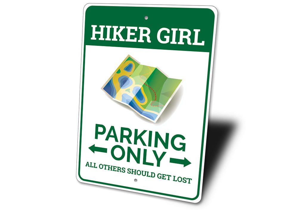 Hiker Girl Parking Sign