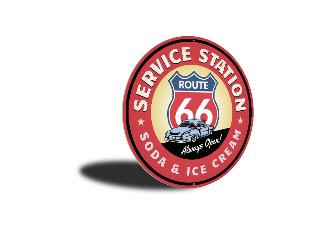 Route 66 Soda and Ice Cream Service Station Sign