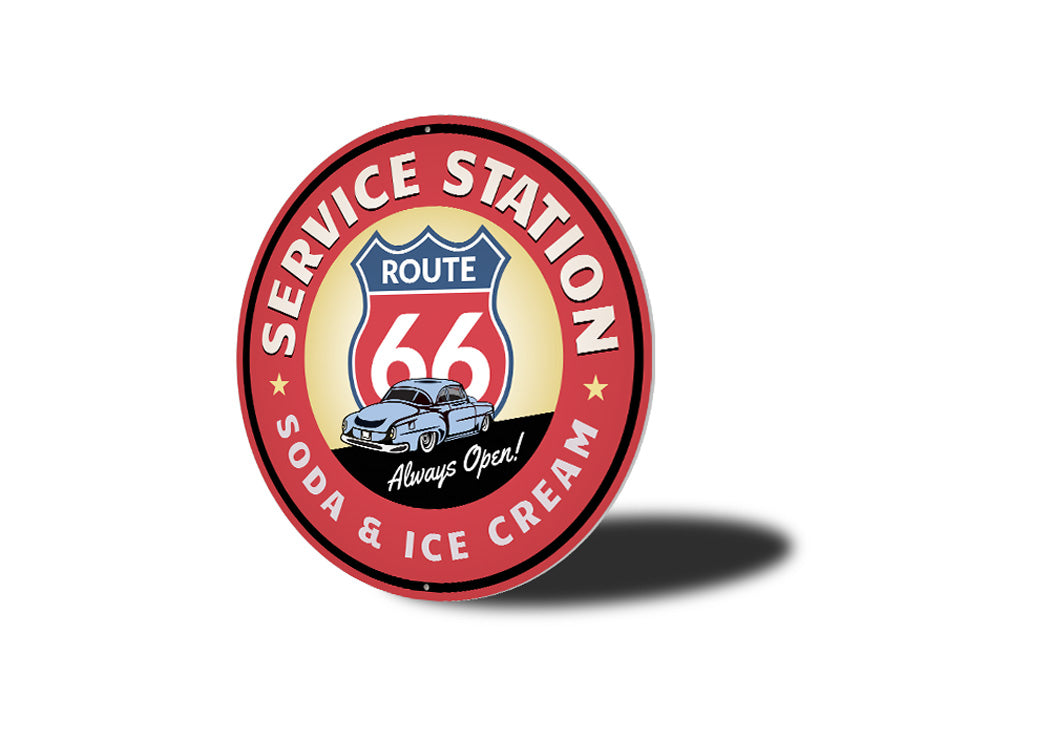 Route 66 Soda and Ice Cream Service Station Sign