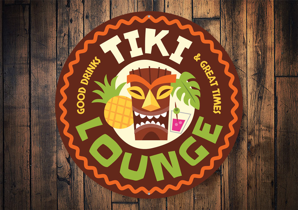 Tiki Lounge Circle Sign