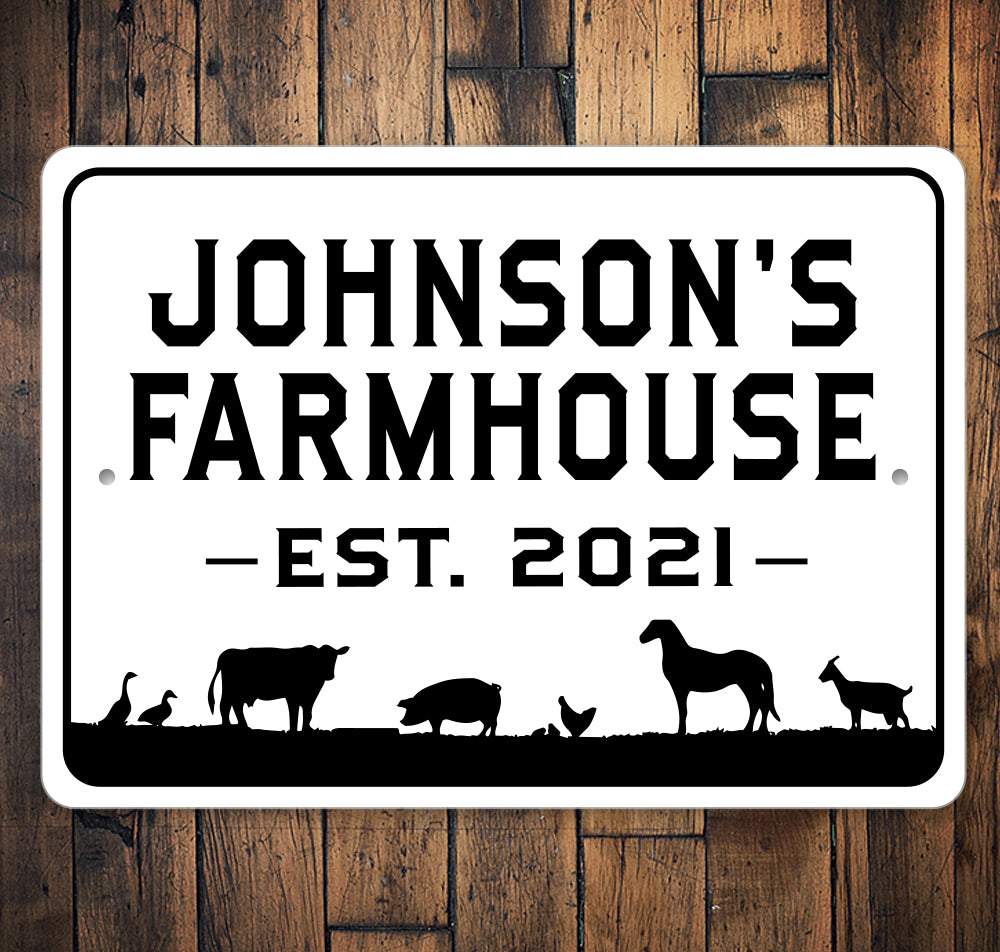 Family Name Farmhouse Established Year Sign