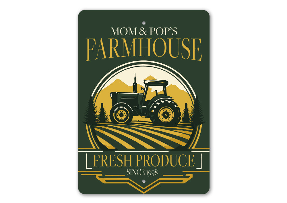 Custom Mom And Pops Farmhouse Fresh Produce Sign
