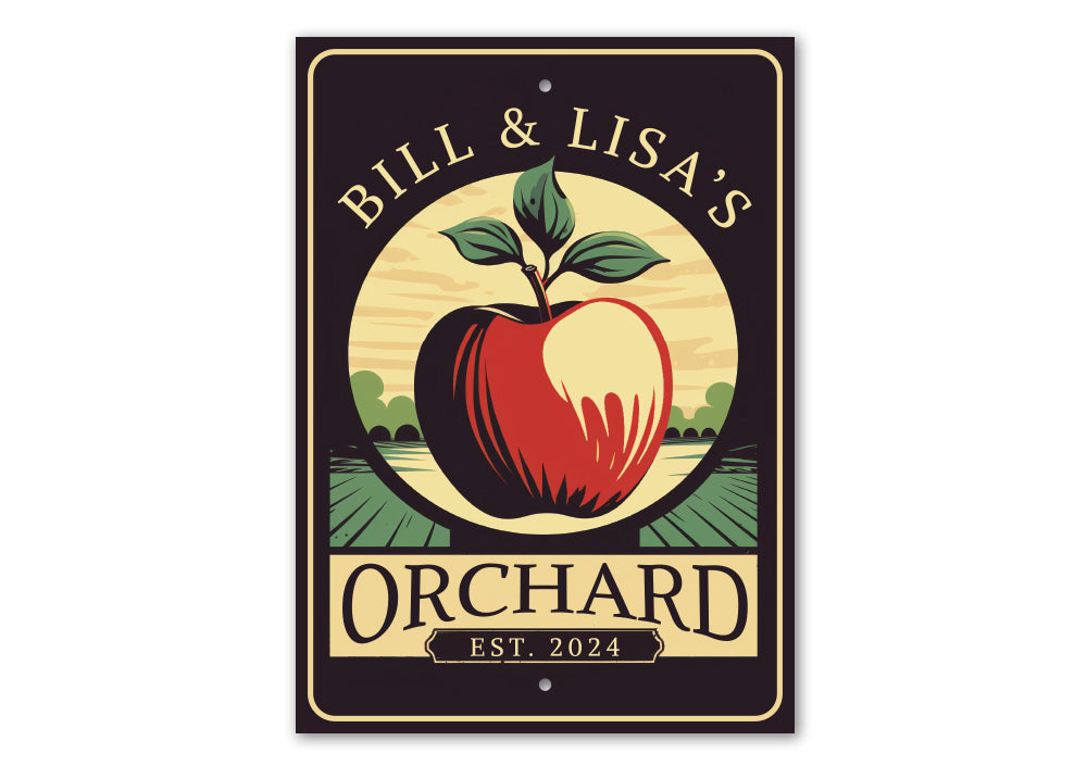 Custom Couple Apple Orchard Established Sign