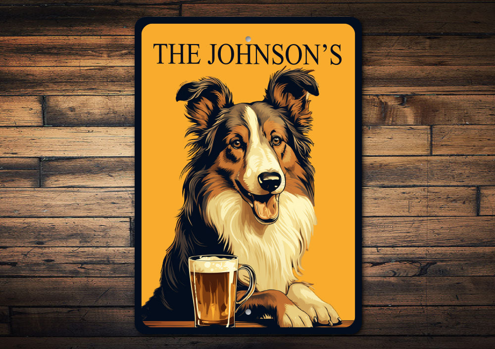 Personalized Collie Dog Bar Sign