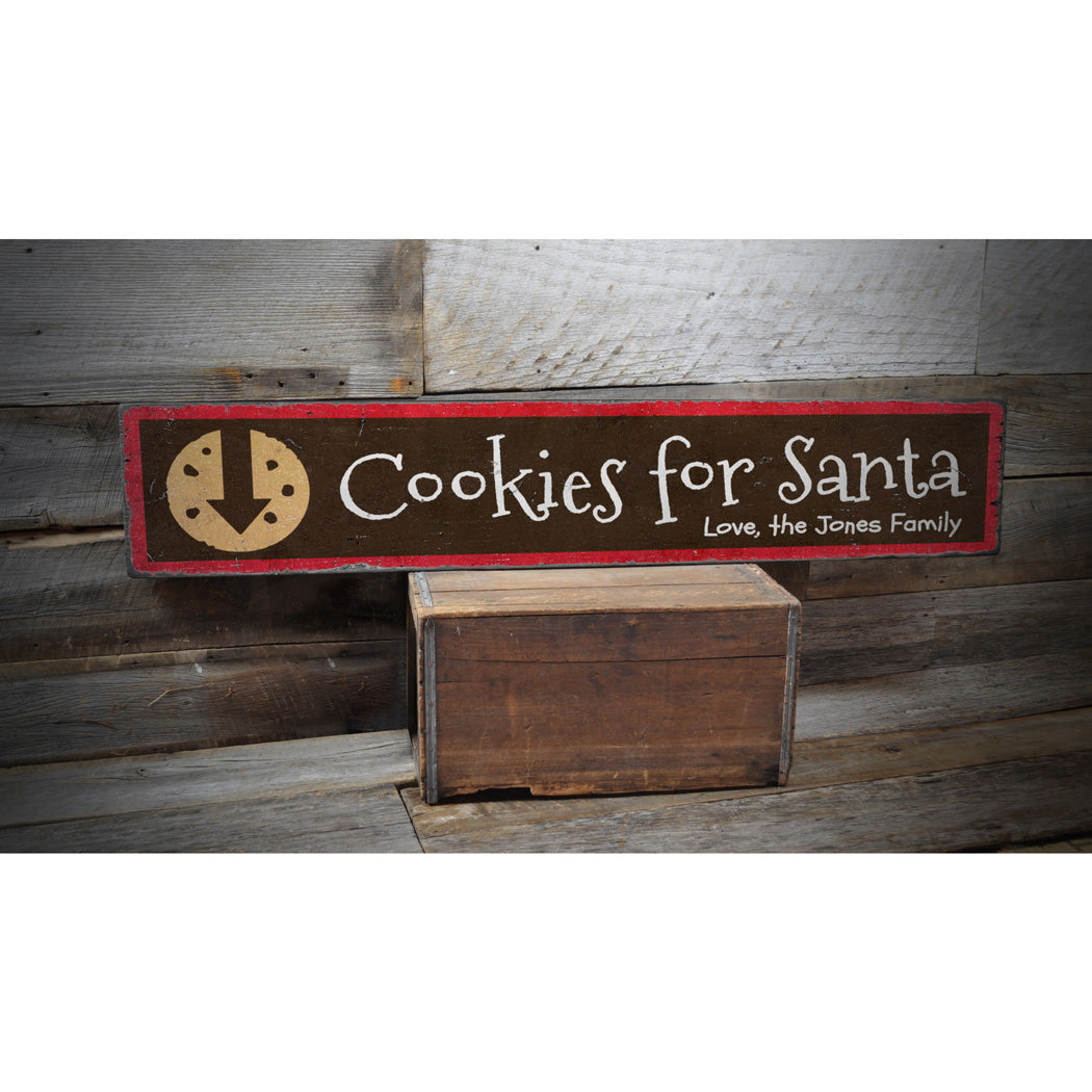 Cookies and Milk for Santa Lastname Arrow Wood Sign