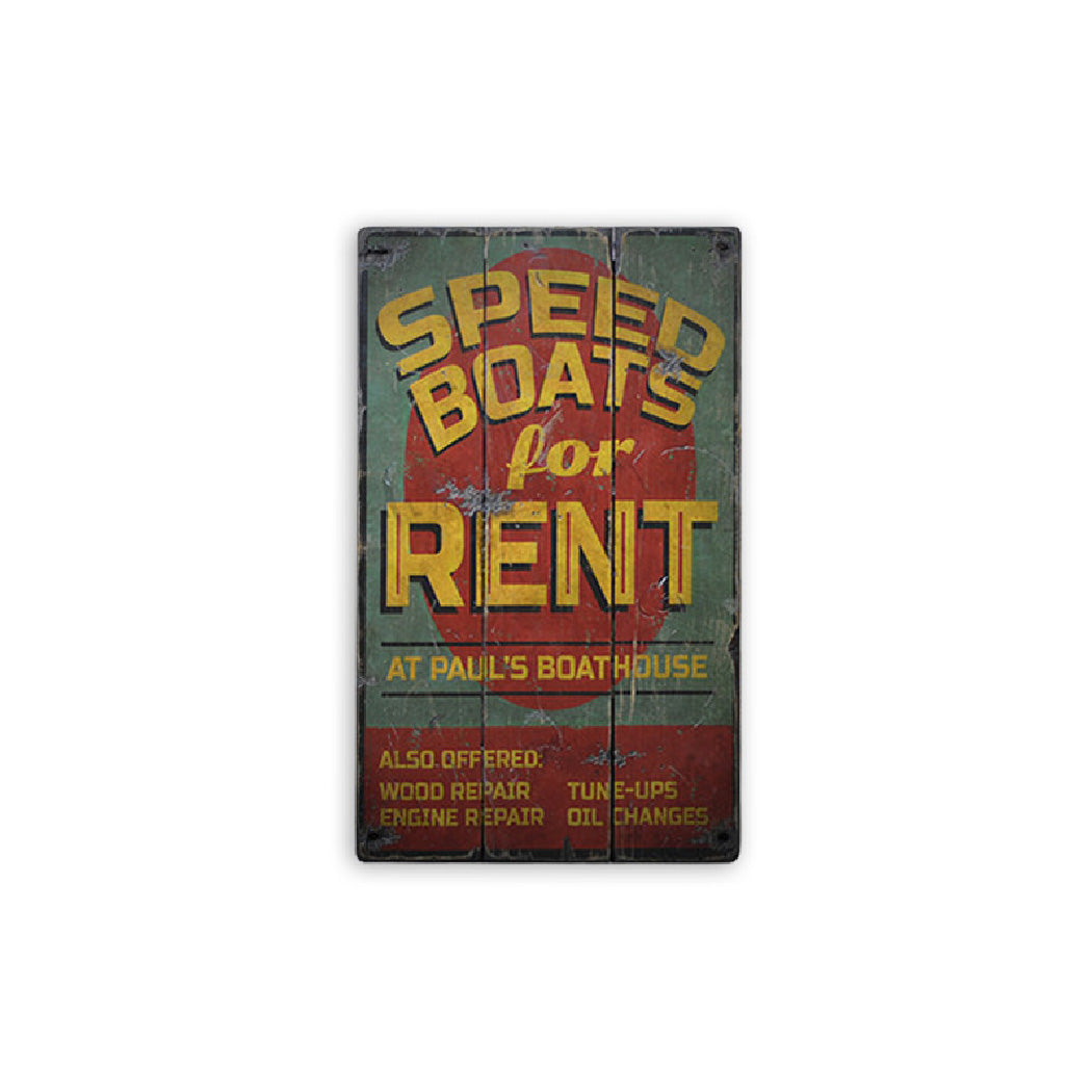 Speed Boat Rustic Wood Sign – Lizton Sign Shop