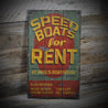 Speed Boat Rustic Wood Sign