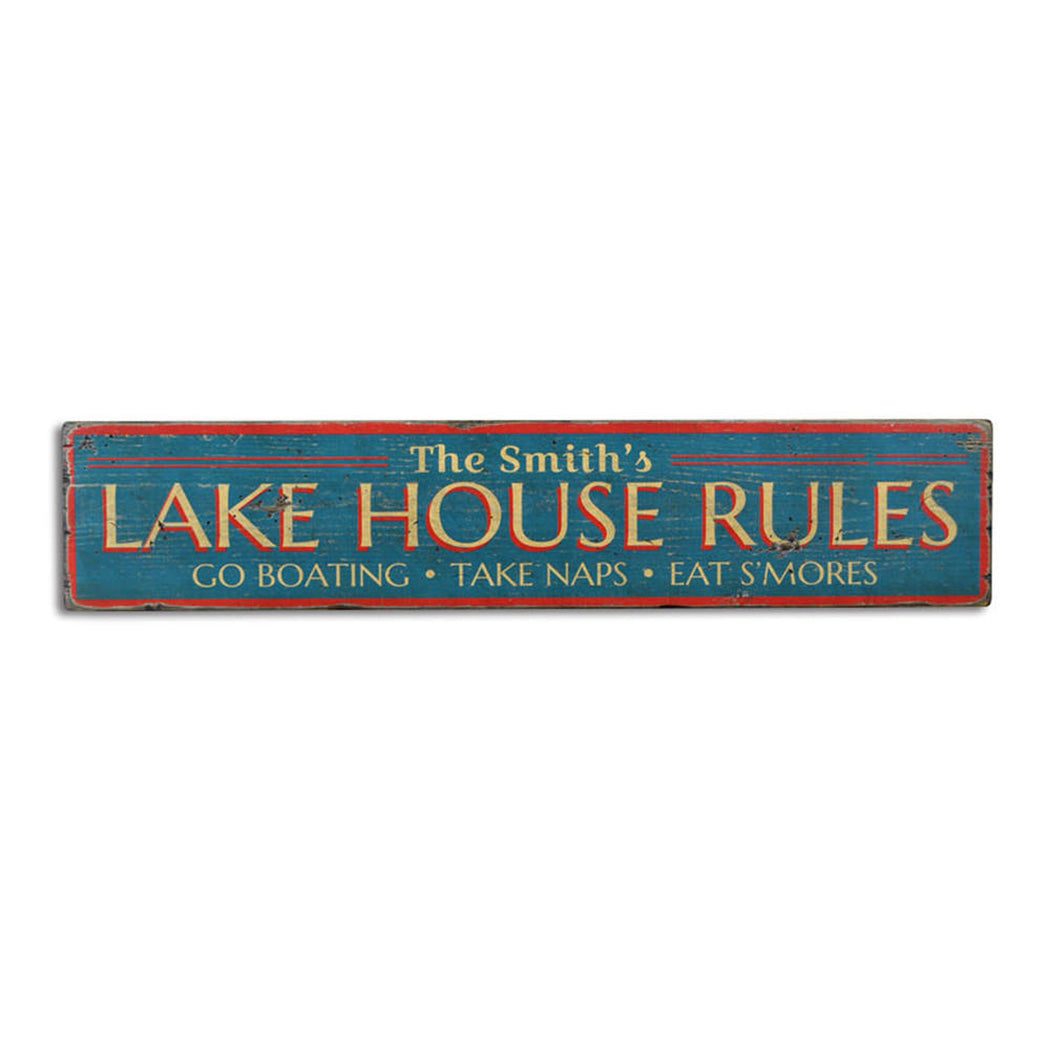 Lake Rules Rustic Wood Sign