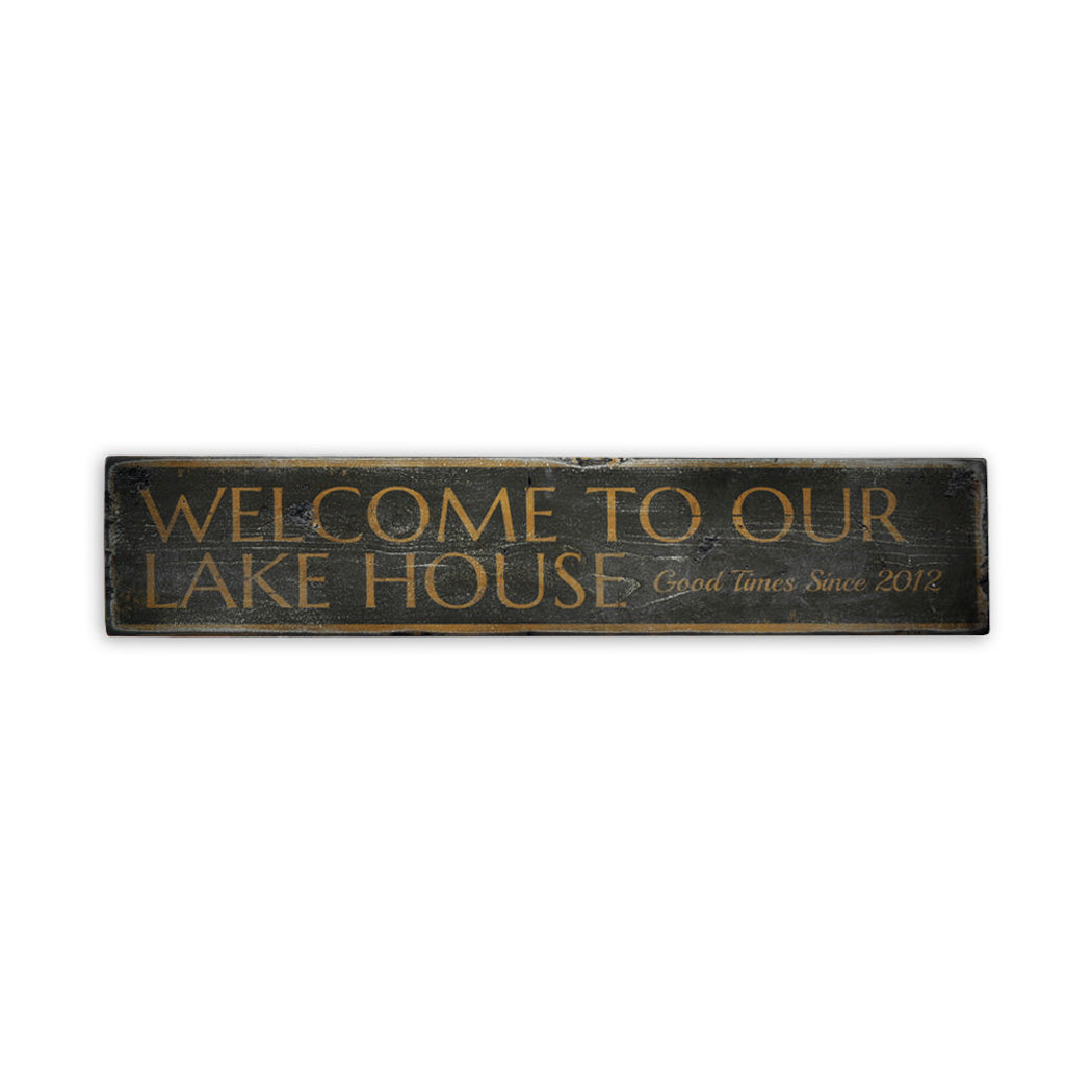 Welcome to our Lake House Rustic Wood Sign