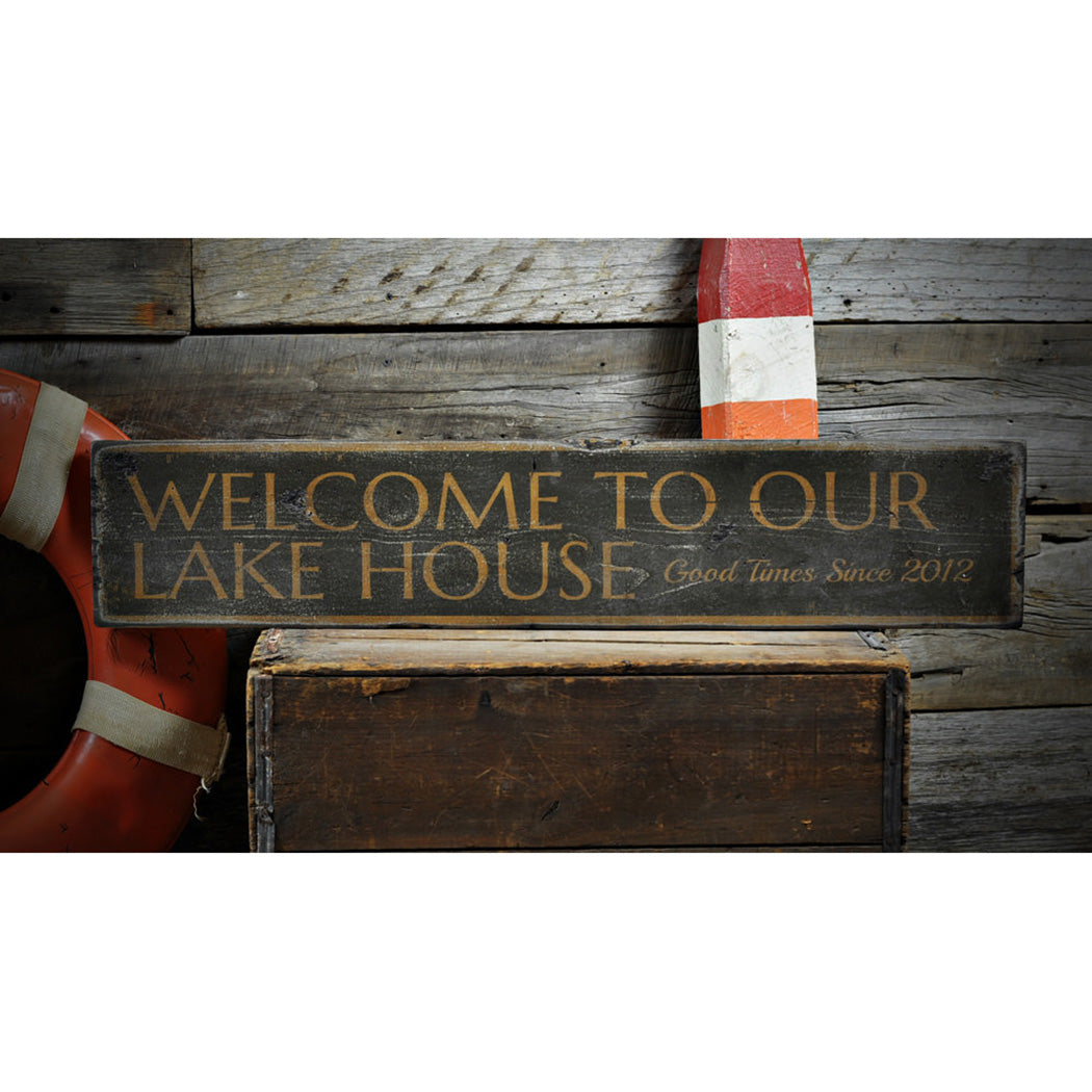 Welcome to our Lake House Rustic Wood Sign