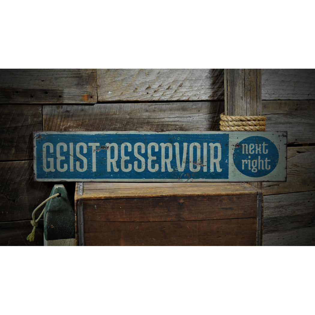 Lake Next Right Rustic Wood Sign