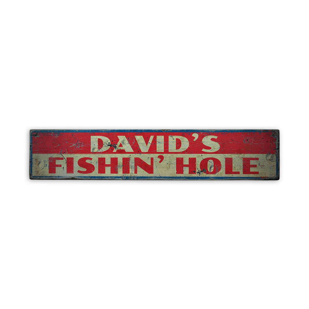 Fishin Hole Rustic Wood Sign