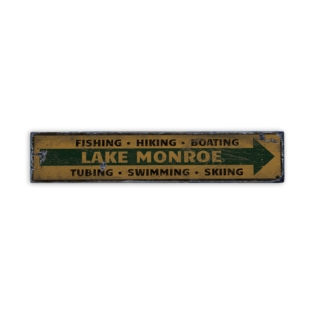 Lake Directional Rustic Wood Sign