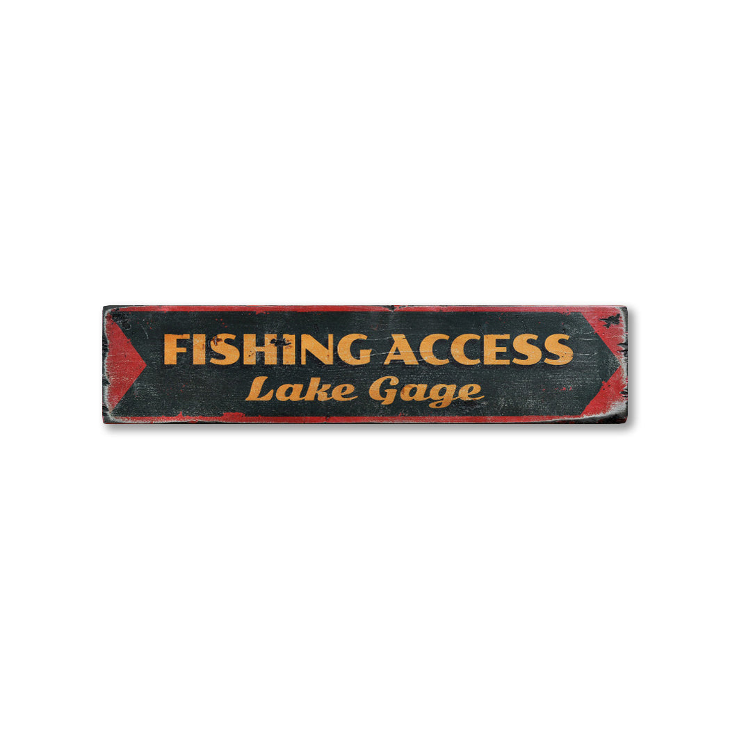 Old Fishing Access Rustic Wood Sign