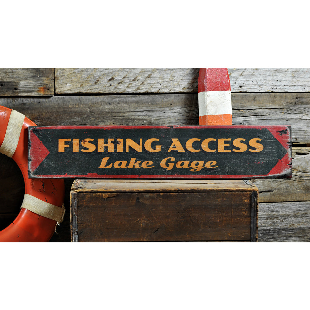 Old Fishing Access Rustic Wood Sign