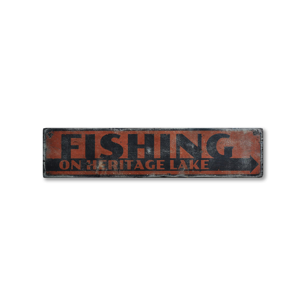 Fishing on Lake Name Rustic Wood Sign