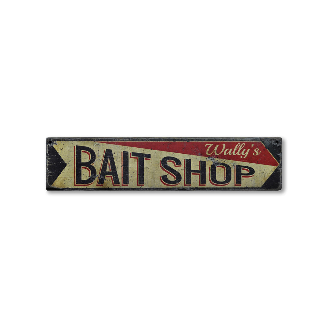 Bait Shop Arrow Rustic Wood Sign