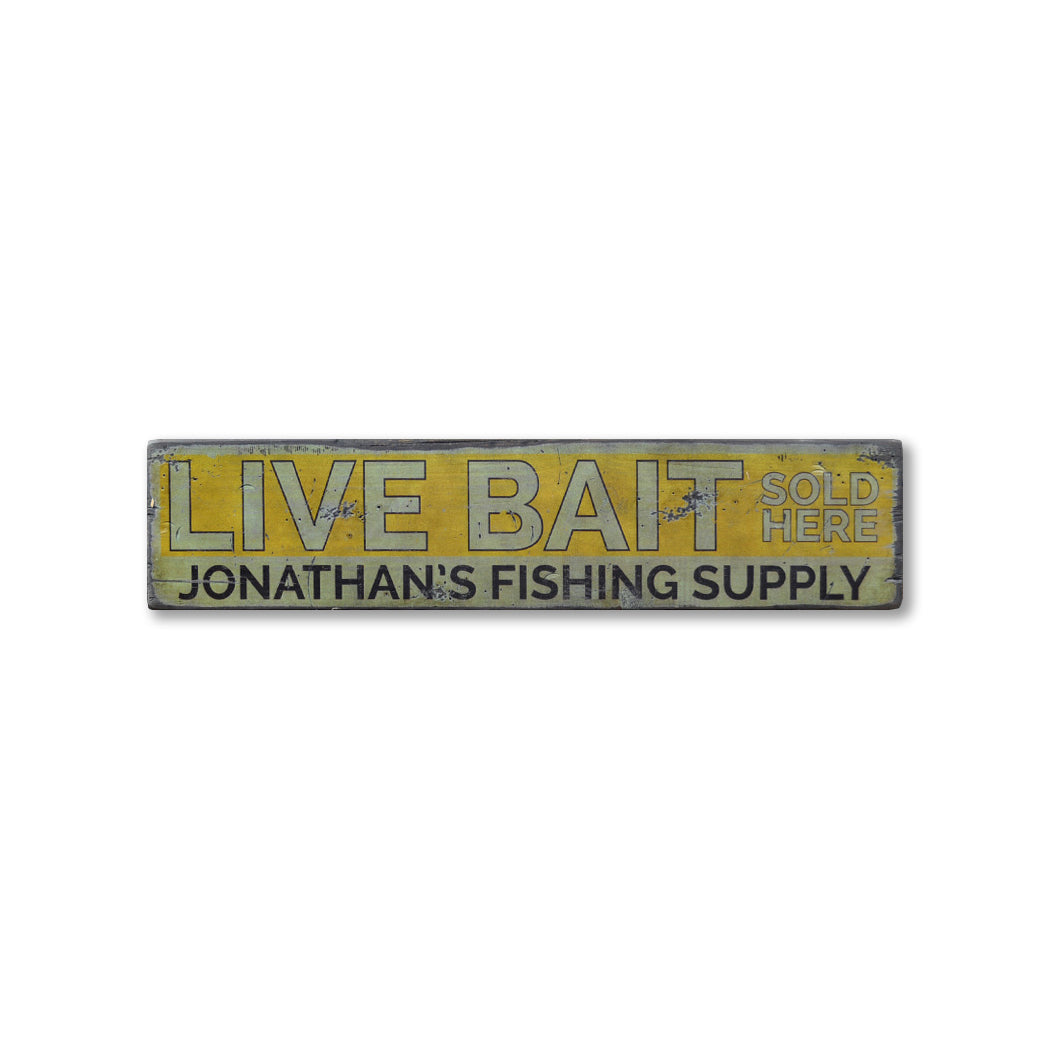 Live Bait Rustic Wood Sign