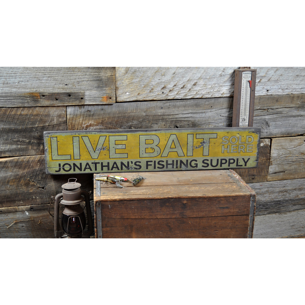 Live Bait Rustic Wood Sign