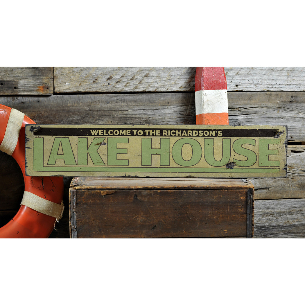 Last Name Lake House Rustic Wood Sign