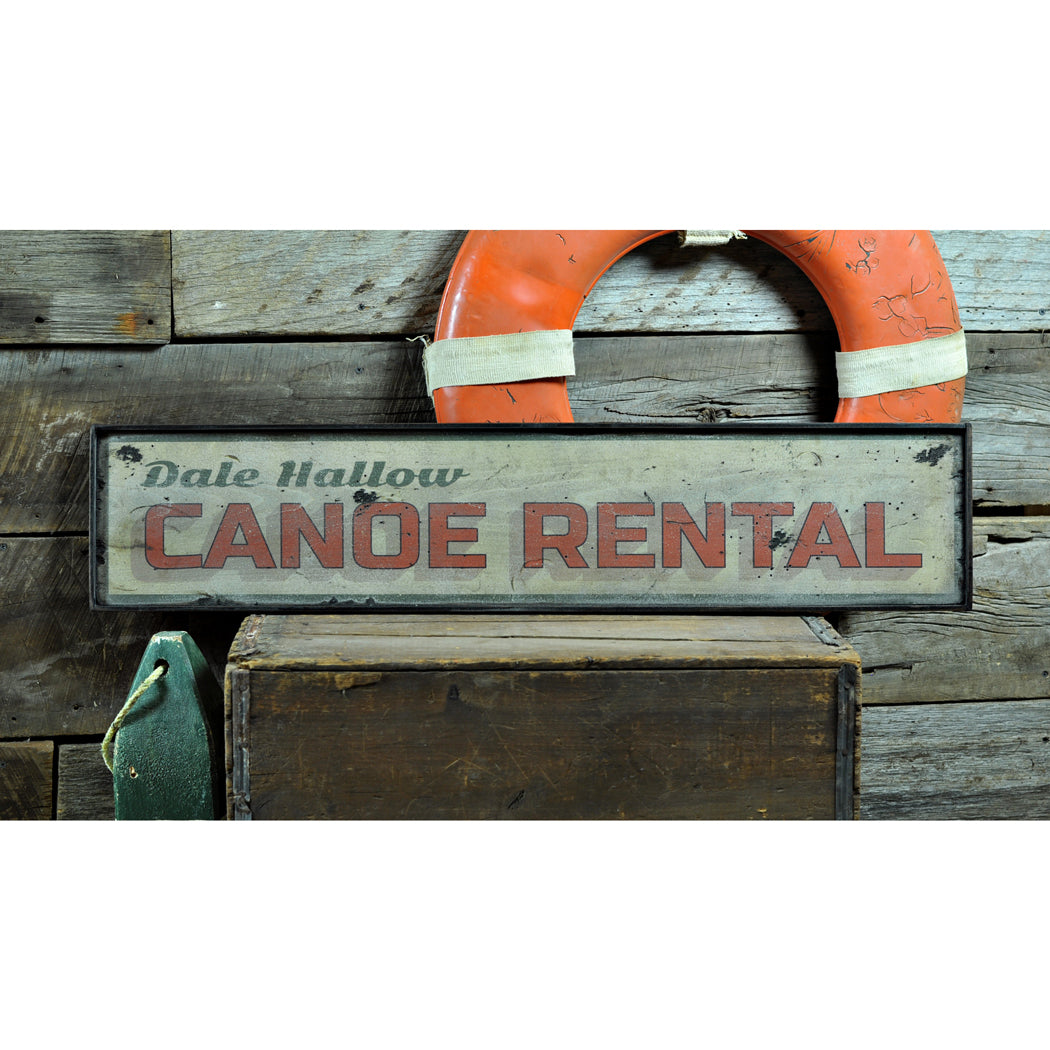 Lake Canoe Rental Rustic Wood Sign