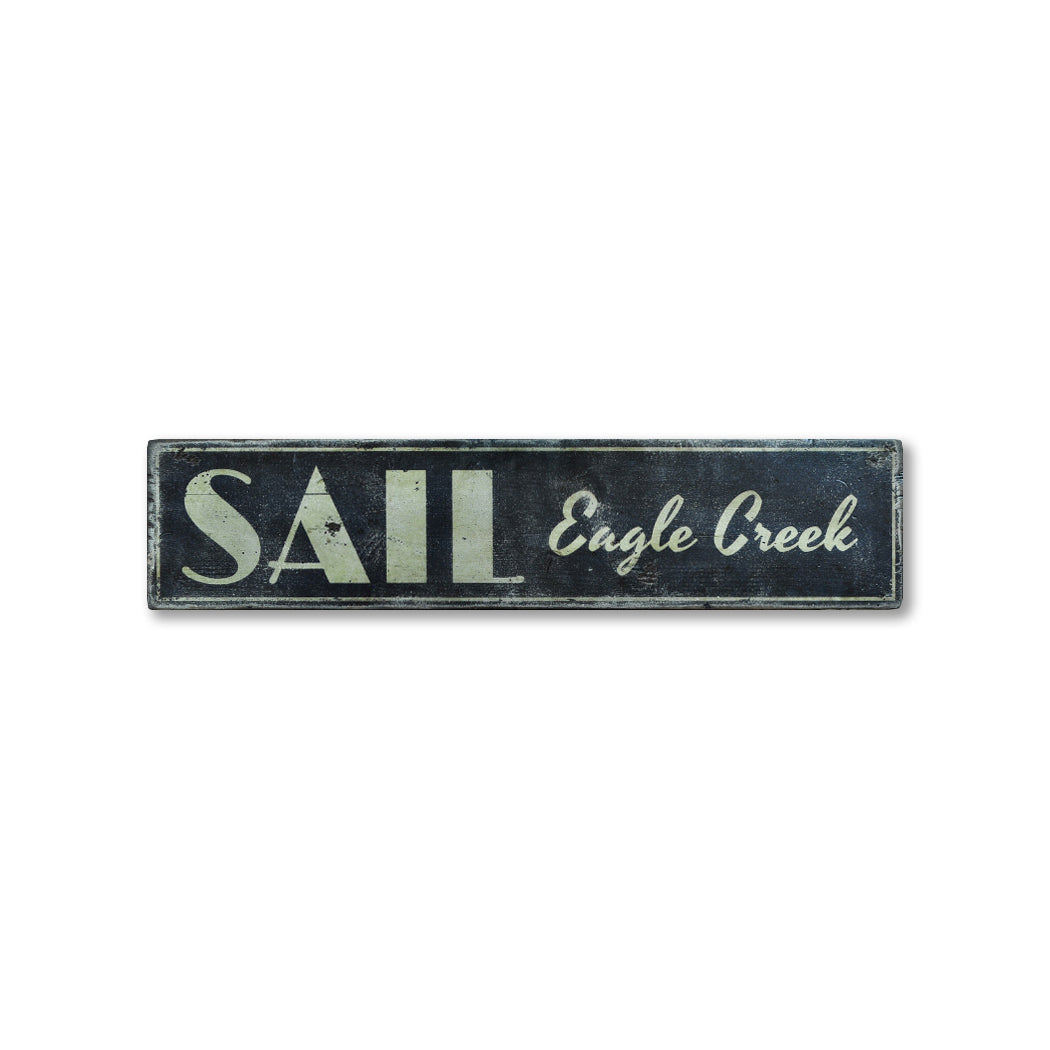 Sail Lake Name Rustic Wood Sign