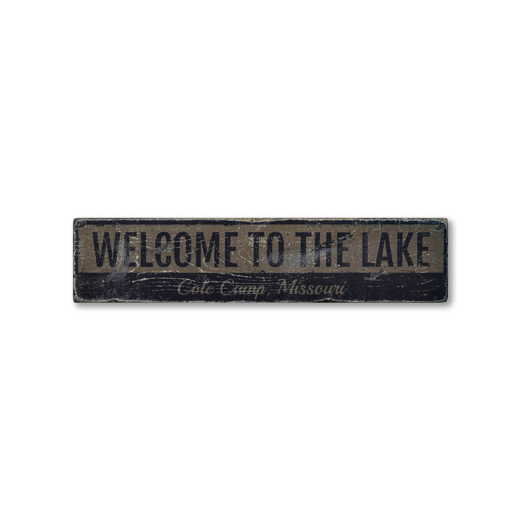 Vintage Lake Welcome Rustic Wood Sign