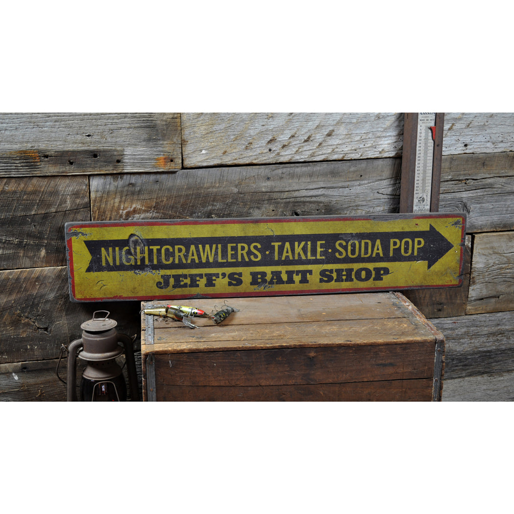 Bait Shop Items Rustic Wood Sign