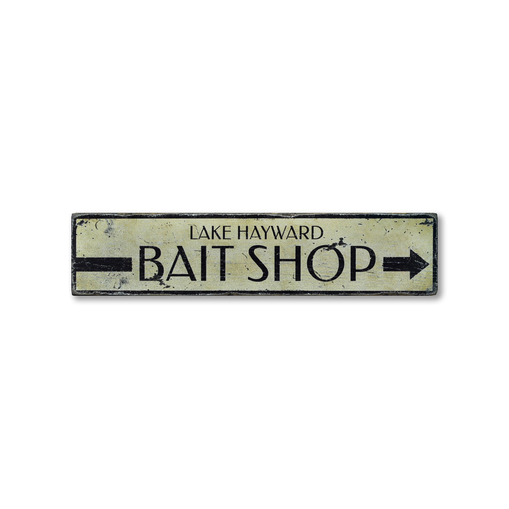 Bait Shop Directional Rustic Wood Sign – Lizton Sign Shop