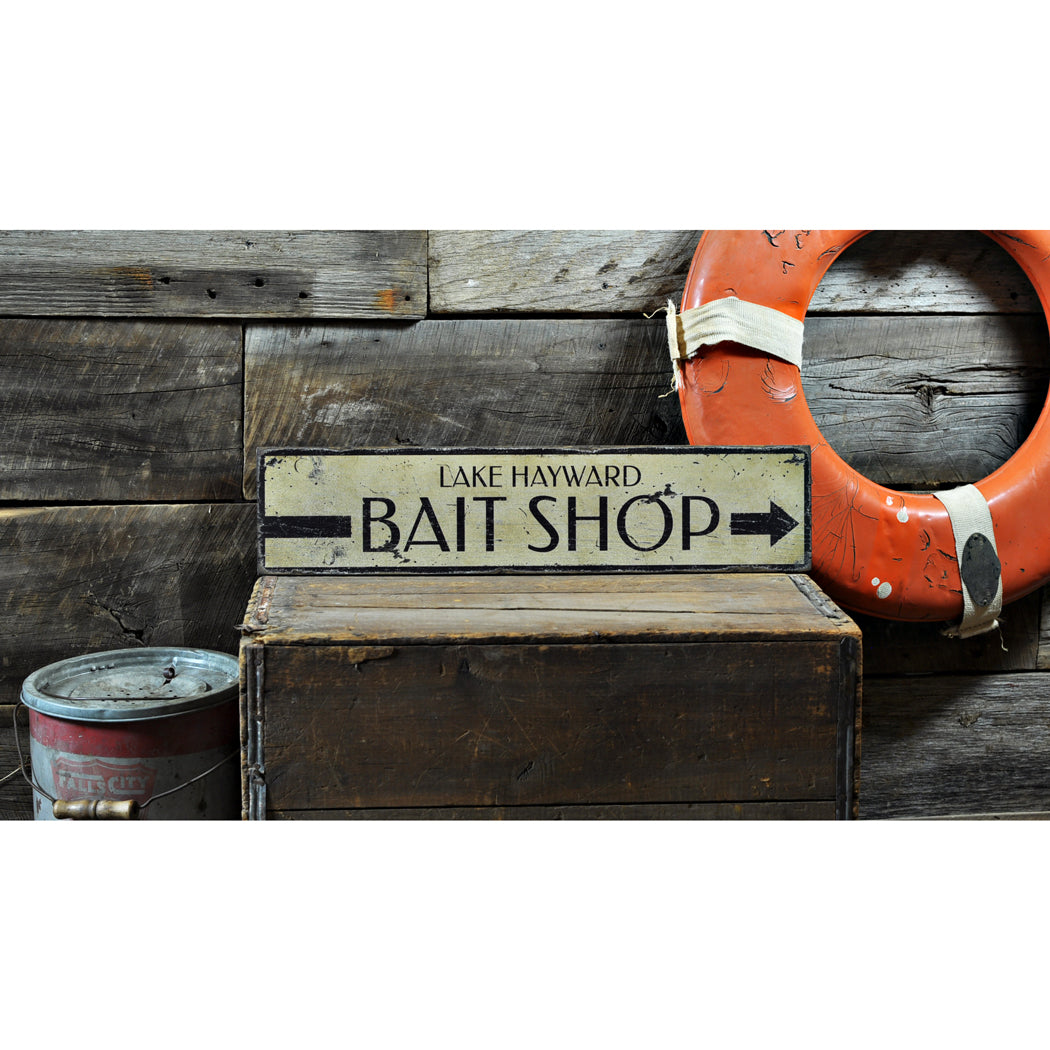 Bait Shop Directional Rustic Wood Sign