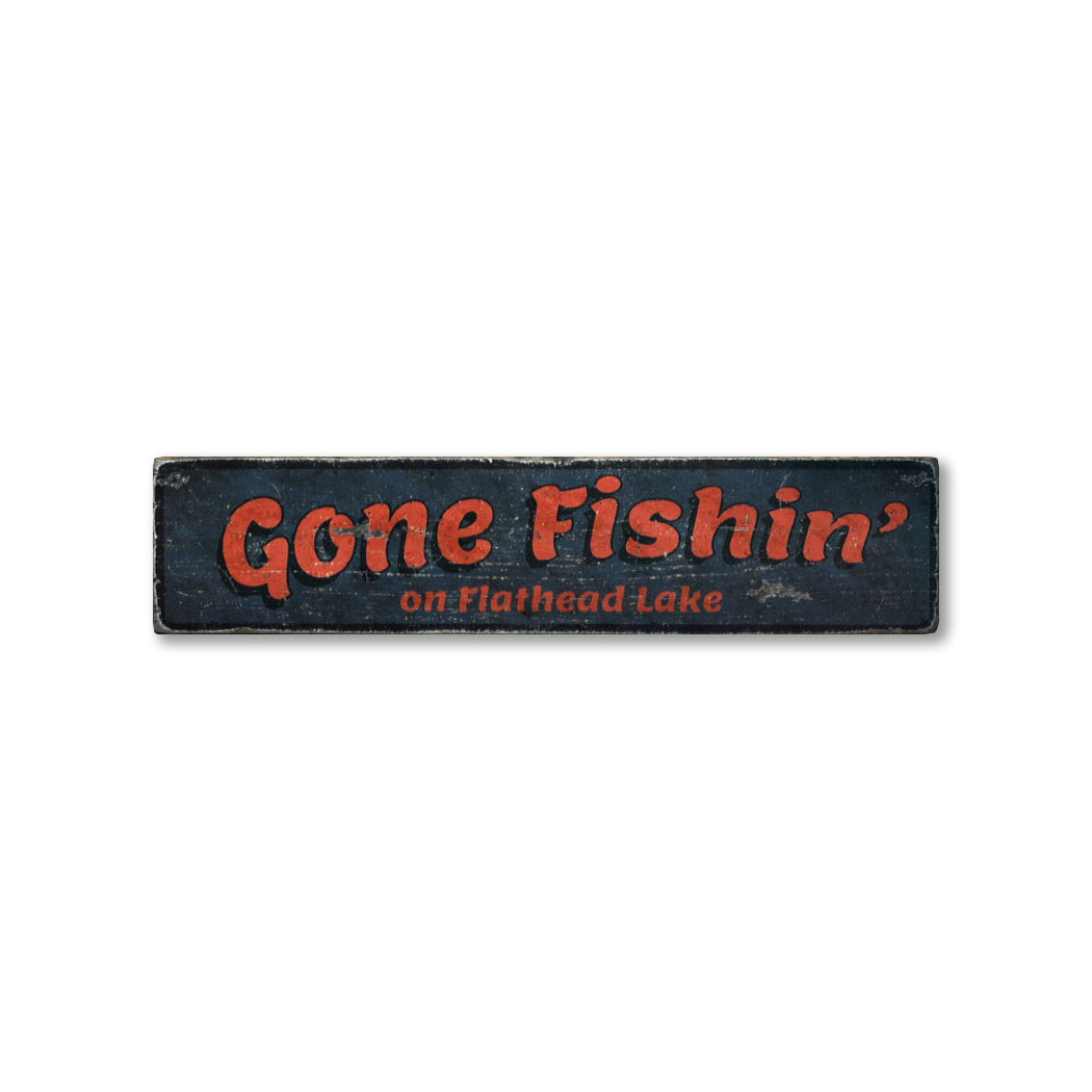 Gone Fishin Rustic Wood Sign