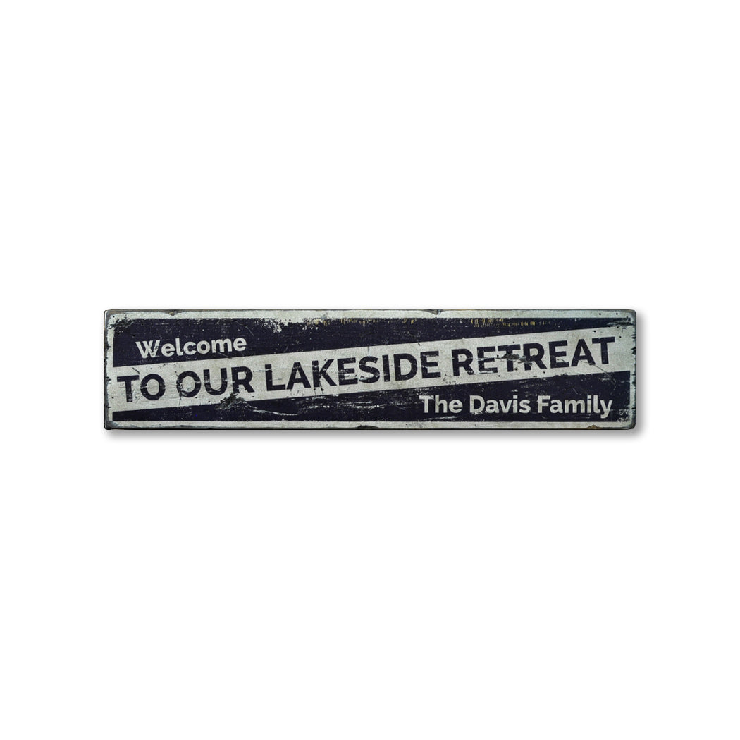 Lakeside Retreat Rustic Wood Sign