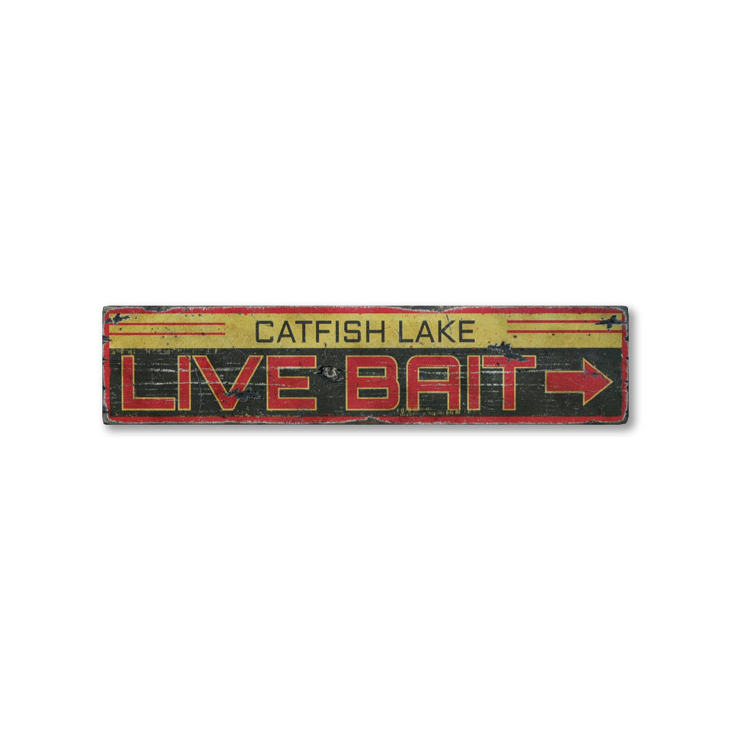 Live Bait Lake Rustic Wood Sign