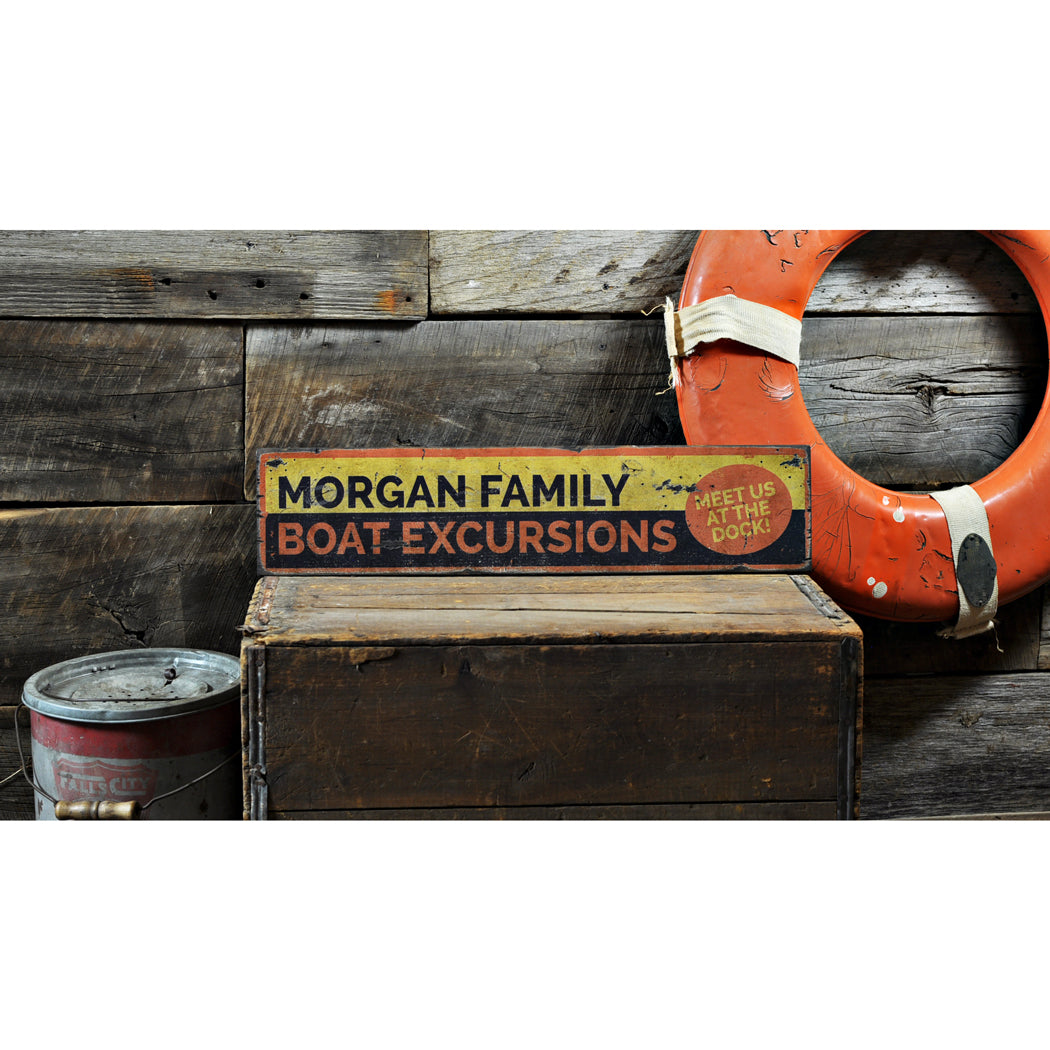 Boat Excursions Rustic Wood Sign