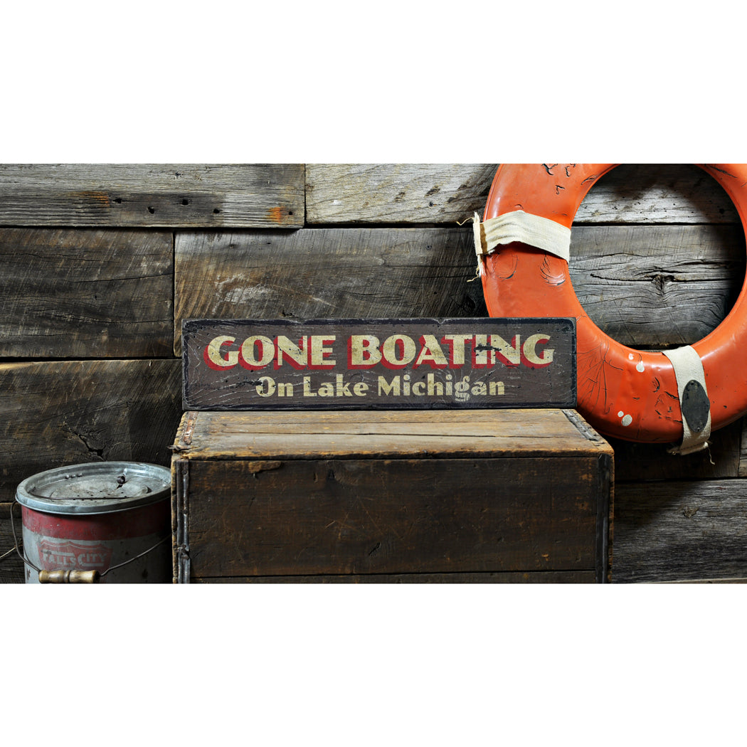 Gone Boating Rustic Wood Sign