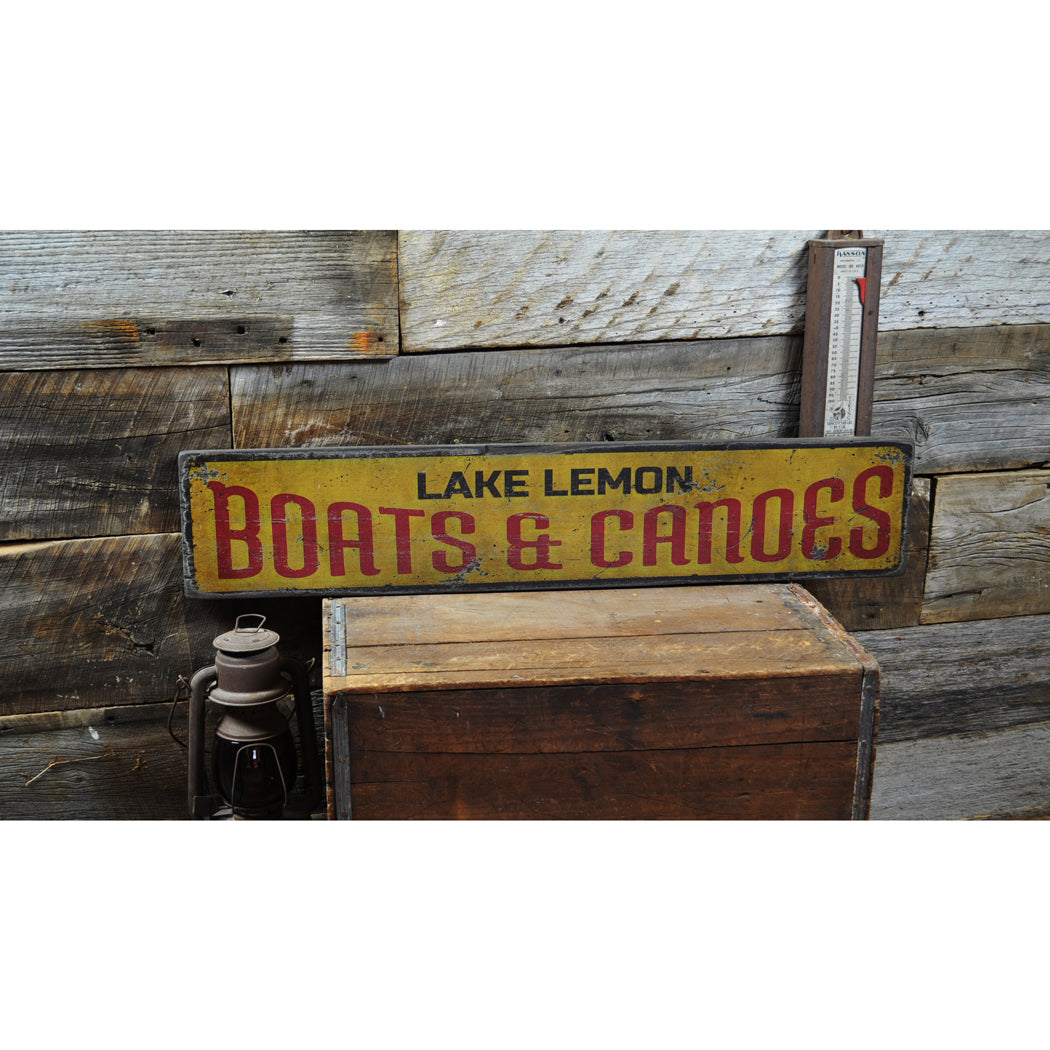 Boats & Canoes Rustic Wood Sign