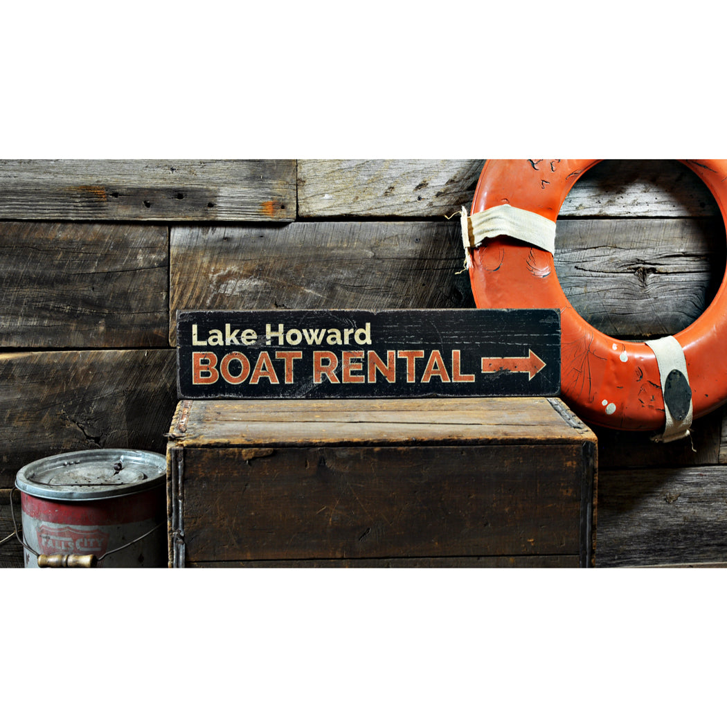 Boat Rental Arrow Rustic Wood Sign