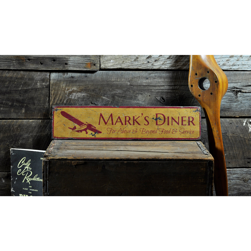 Airplane Diner Rustic Wood Sign