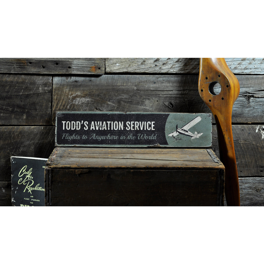 Airplane Service Rustic Wood Sign