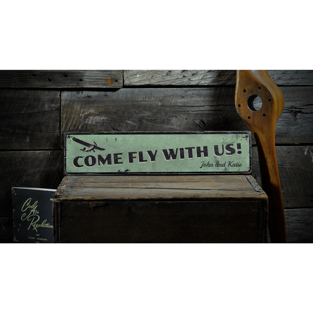 Airplane Rustic Wood Sign