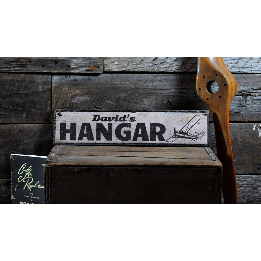 Hangar Rustic Wood Sign