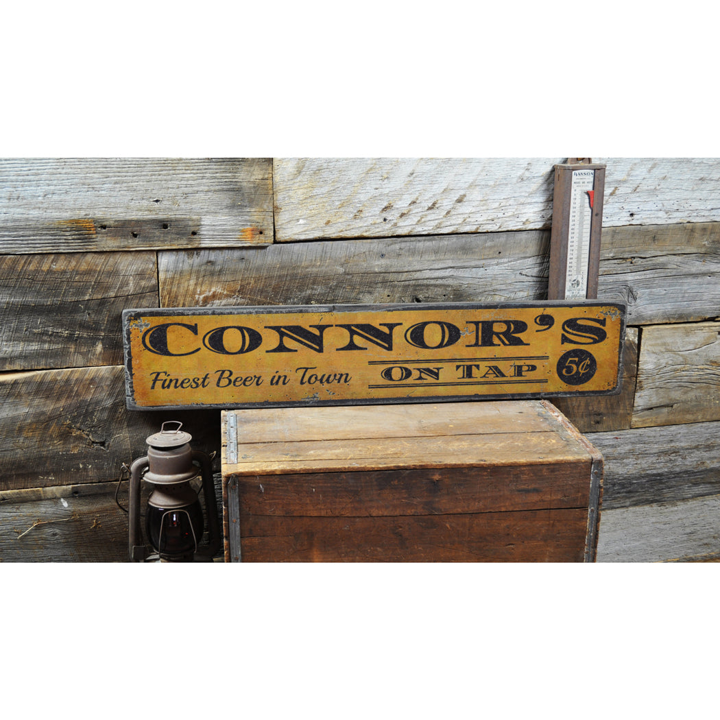 Beer On Tap Rustic Wood Sign