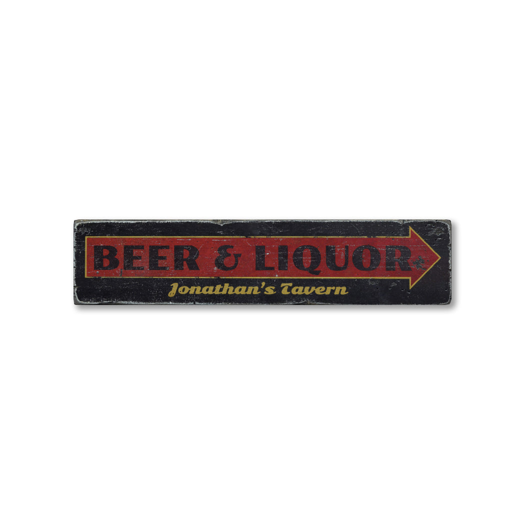 Beer & Liquor Rustic Wood Sign