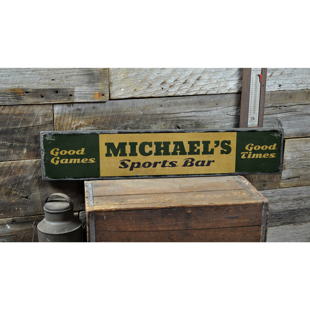 Sports Bar Rustic Wood Sign