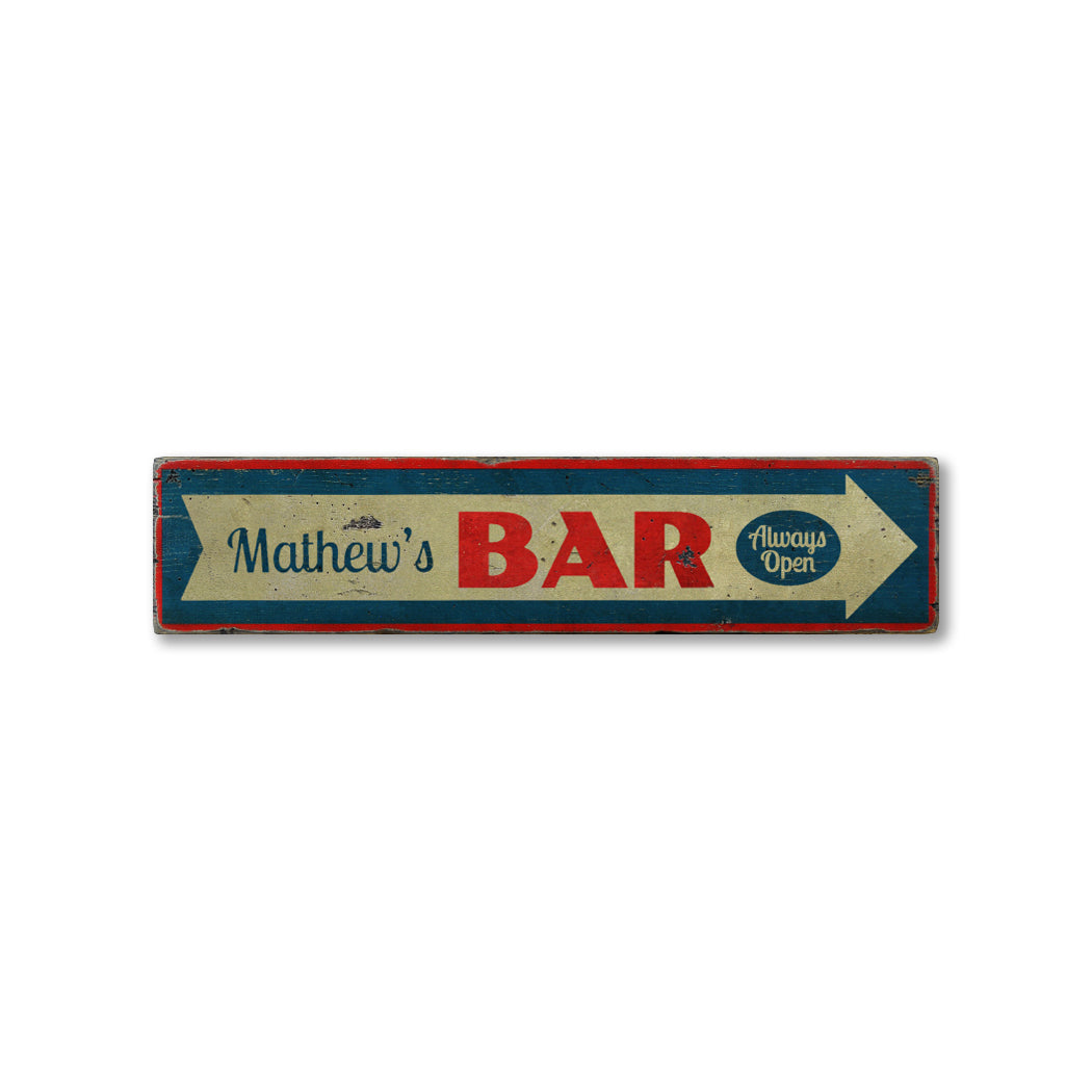 Bar Name Rustic Wood Sign