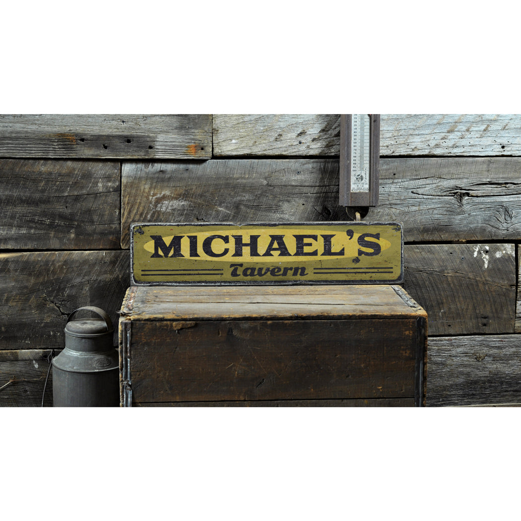 Tavern Name Rustic Wood Sign